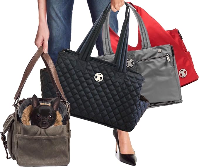 Shell Tote (Shell Tote ONLY for USE with Base PET Carrier, Stripe Canvas - White/RED White Blue)