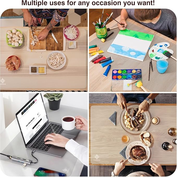 35.5" x 23.6" Extra Large Silicone Mat, Silicone Craft Mat for Placemat Baking Painting Clay Art and More (Translucent)