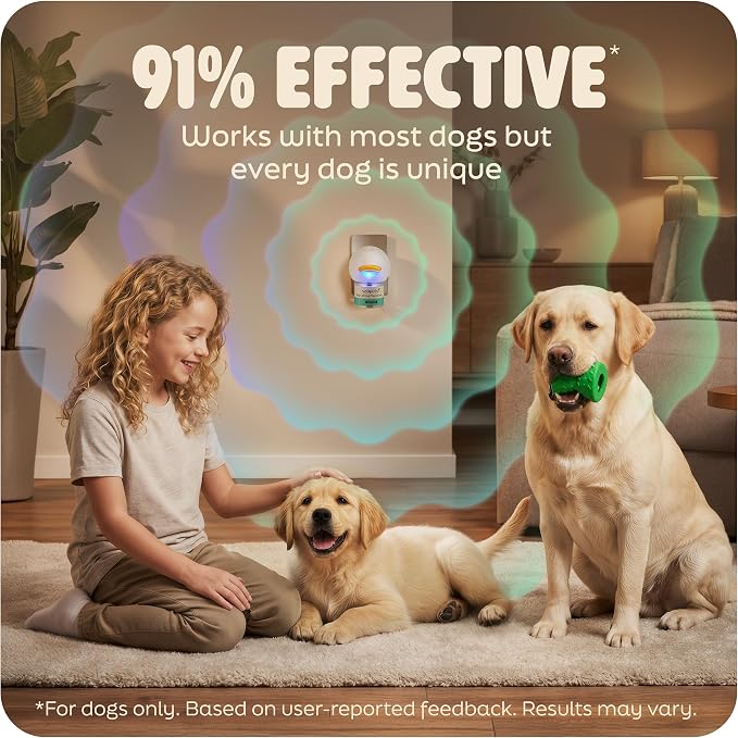 Dog Calming Diffuser Kit by SabPets – Pheromone Plug-in for Dogs, Helps Reduce Pee Accidents, Barking & Separation Anxiety – 2 Diffusers + 4 Refills + Toy | Mess-free support for home routines