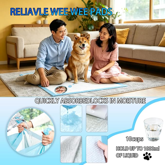XXXXL Puppy Pee Pads for Dogs 36"x47" 50 Count, Extra Large Dog Pee Pads, Leak-Proof & Super Absorbent Dog Pee Pads, Thicken Disposable Potty Pads Puppy Training Pads for Cats Rabbits