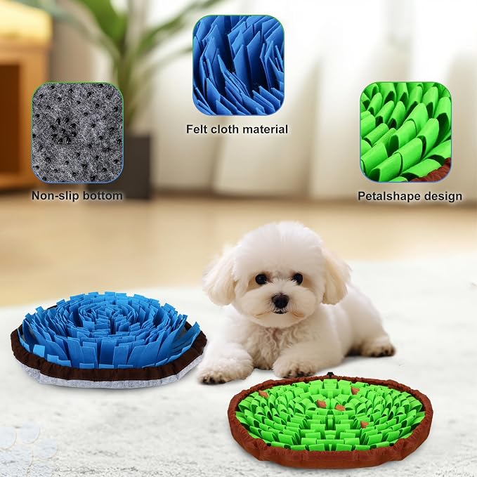 2-Pack Snuffle Mat for Dogs, Adjustable Size Encourages Natural Foraging Skills for Cat and Rabbit or Other Pet