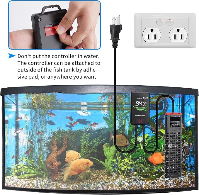 Aquarium Heater 800W Submersible Fish Tank Heater with Double Quartz Tubes and LED Display Temperature Controller for 80-220 Gallon, Suitable for Saltwater and Freshwater