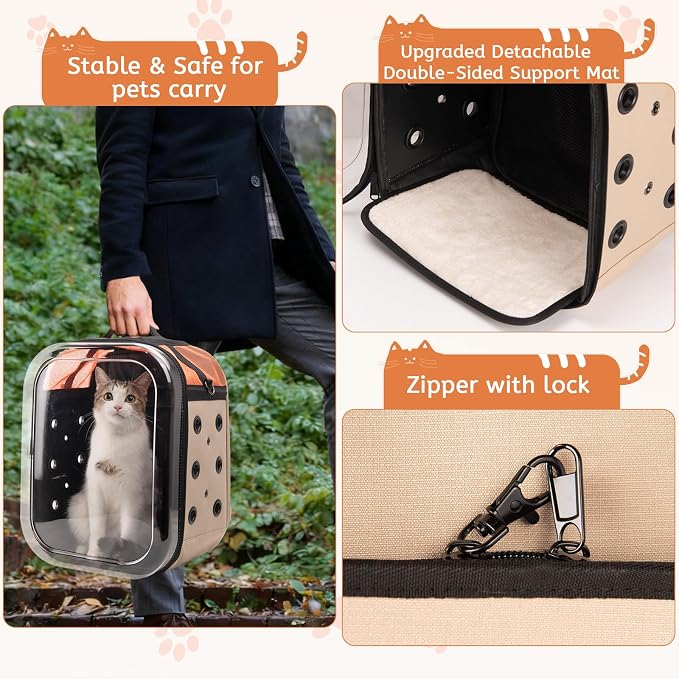 Hp hope Cat Backpack Carrier: Large Breathable Cat Backpack Bubble - Fit up to 17 lbs Transparent & Foldable Space Capsule Kitty Backpack Carrier Expandable Airline Pet Carrier for Hiking Travel