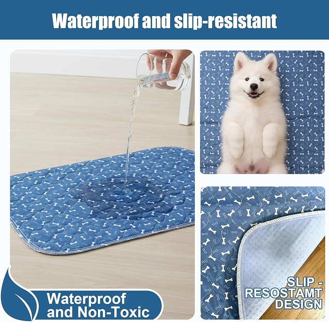 Puppy Pee Pads with Pheromones,Washable and Reusable Pee Pads for Dogs,Waterproof and Leak-Proof,Non-Slip Base Training Pads Suitable for Home,Travel and Dog Crates(Gray Paw,M:31.5*27.6in)