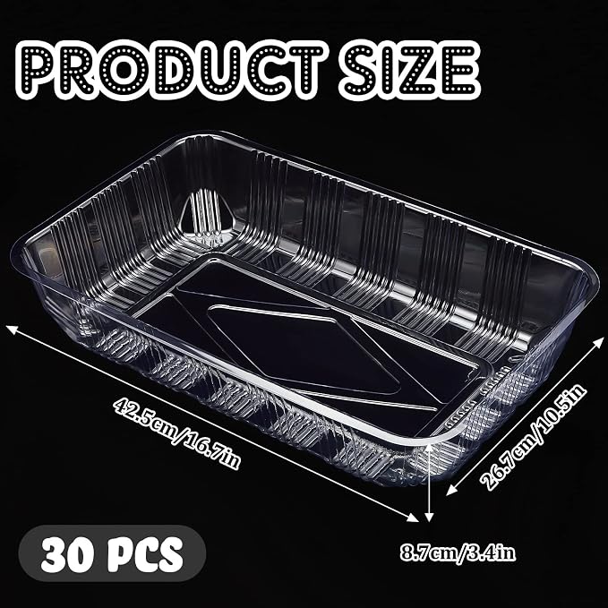 Tessco for you 30 Pack Disposable Cat Litter Boxes, Plastic Leakproof Litter Trays for Cats, Disposable Travel or Temporary Litters Pan for Kittens and Small Pets, 16.7 x 10.5 x 3.4 Inch(Clear)