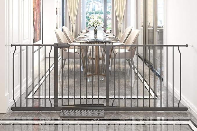 Baby Gates Extra Wide 71.65-76.38 Inch Large Baby Gates for Stairs Tension Pet Dog Gates Indoor for Doorways, No Drilling Pressure Mounted Pet Gates for Kids