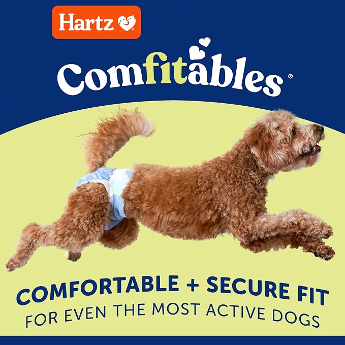 Hartz Comfitables Disposable Dog Diapers, Size XS 12 Count, Comfortable & Secure Fit, Easy to Put On, Super Absorbent Male and Female Diaper