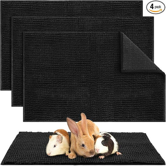 Amylove 4 Pcs Guinea Pig Cage Liner 16 x 24 Inch Washable Chenille Pee Pads Pet Dog Cat Bedding Training Mat Reusable for Small Animals Puppy Bunny Hamster Chinchilla