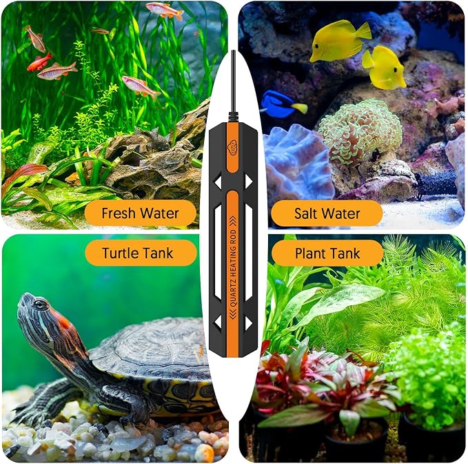 QZQ Aquarium Heater, 300W Fish Tank Heater with Temperature Controller, Leaving Water Automatically Stop Heating, Overheating Protection, Turtle Tank Heater for Freshwater & Saltwater