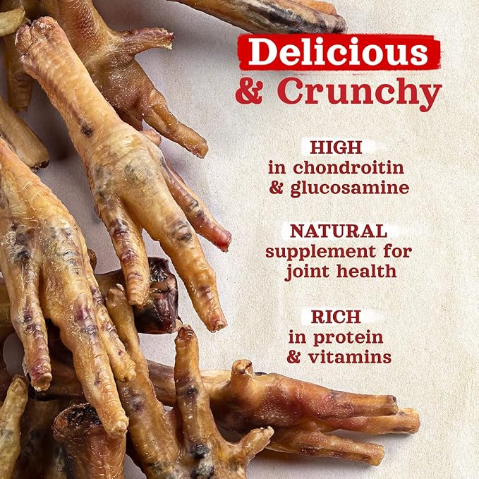 Natural Farm Nail-Free Chicken Feet for Dogs (20 Count), Single Ingredient Crunchy Dog Treats, High Protein, Low Calorie, Natural Joint & Dental Support, Great for Small, Medium, Large Breeds