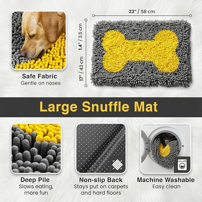 Snuffle Mat for Dogs Large Breed, Medium & Small – 17" x 23" Snuffle and Sniff Mat for Dogs & Puppies - Foraging Rugs with Non-Slip Base