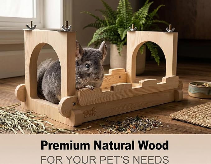 YKD Chinchilla Wood Suspension Bridge, Hanging Large Small Animal Wooden Bridge Platform, Small Animals Habitat Toy for Chinchillas Sugar Gliders Rats Squirrel