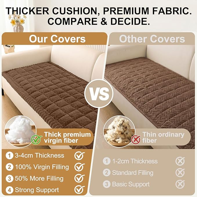 Smiry Couch Cover for Dogs, Non Slip Fuzzy Pet Sofa Covers Washable for Sectional Couch, Soft Thick Furniture Protector for Cats Dogs, Against Fur, Dirt, Scratch Resistant (Brown, 43"x63")