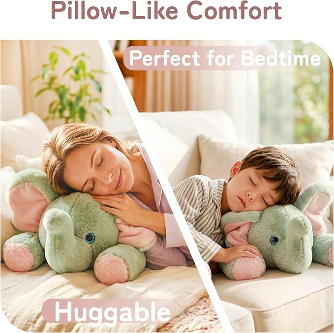 Niuniu Daddy 20" 3.3lb Elephant Weighted Stuffed Animal forKids and Adults, Soft Sensory Plush Body Pillow for Calming Support, Large Animal Toy for Everyday Comfort