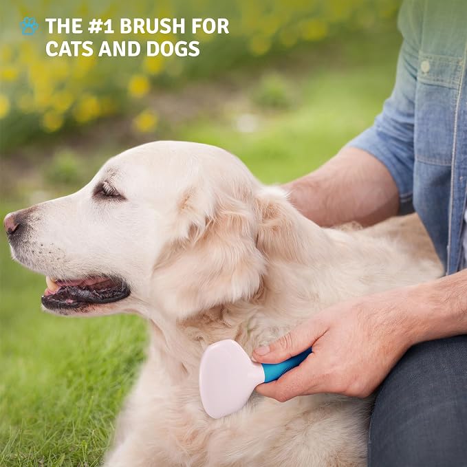 Poodle Pet Bundle - Dematting Fur Rake Comb Brush Tool with Steel Safety Blades for Detangling Matted or Knotted Undercoat Hair and Slicker Brush for Small and Large Dogs Pet Hair Remover