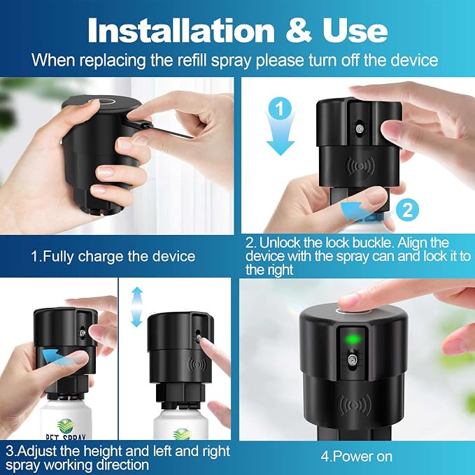 Cat Deterrent Spray Refill, Pet Spray Deterrent System, Motion Activated Cat System, Cat & Dog Odorless & Indoor, Up to 3 Feet Away, Pet Deterrent Spray Refill 2 Pack 7.78Oz
