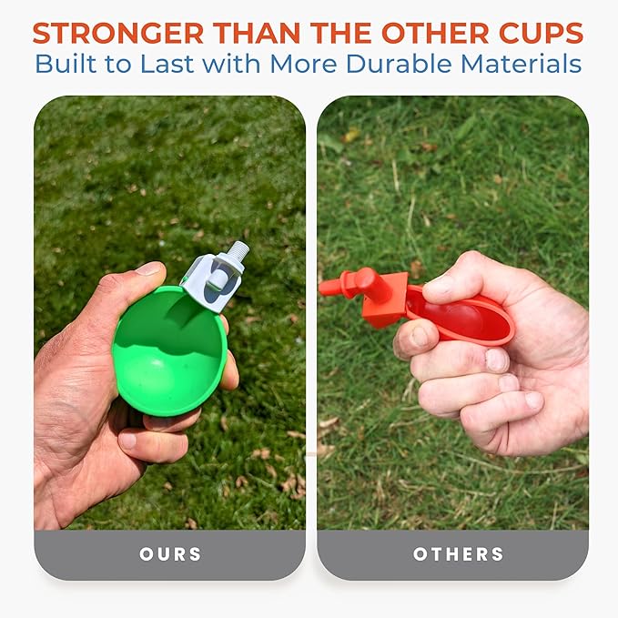 Lil'Clucker - Large Automatic Chicken Waterer Cups Suitable for Ducks, Geese, Turkeys, and Bunny Rabbit - Water Feeder Kit - Poultry Waterer (Green, 12 Pack)