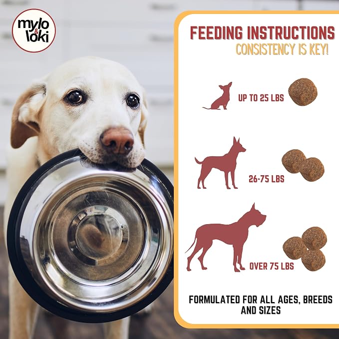Mylo&Loki- Allergy & Itching Relief Chews for Dogs – Chicken Flavor, 120 Soft Chews – Supports Seasonal Allergy Relief, Itchy Skin, Coat Health, Digestive & Immune Support.