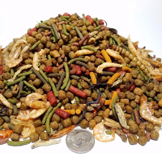Gourmet Blend of 9-Types Ultra Aquatic Turtle Diet Mix of Floating Pellets, Krill, Floating Sticks, Dried Fish a Complete Aquatic Turtle Diet GB-540-1/2-lb