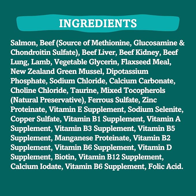 RawTernative Air Dried Dog Food, High Protein, Over 90% Real Salmon & Beef + New Zealand Green Mussels, Complete Meal or Topper, Grain Free, Gluten Free, Non GMO, (3 lb Bag)