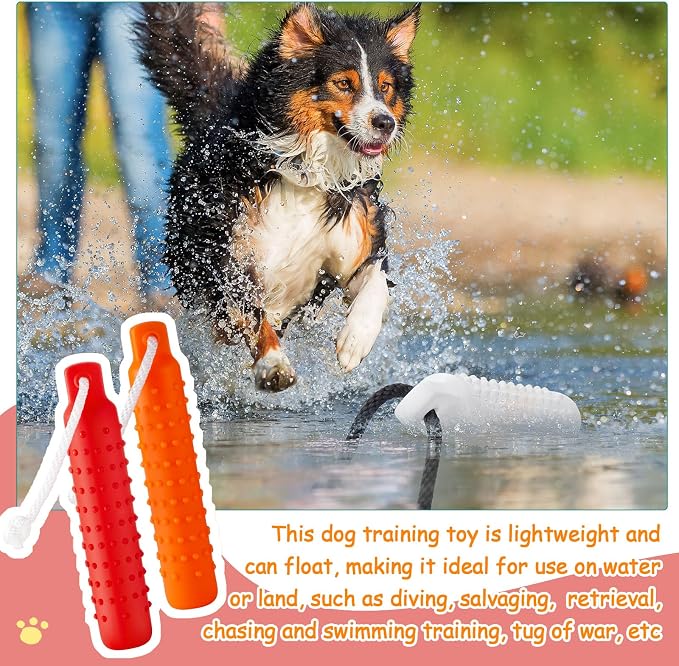 Blueweenly 4 Pcs Dog Bumper Toy for Water Retrieving Plastic Puppy Training Dummy Dog Float Toy Lightweight for Float on The Water Pool Outdoor Training Hunting Fetching (Red and Orange)