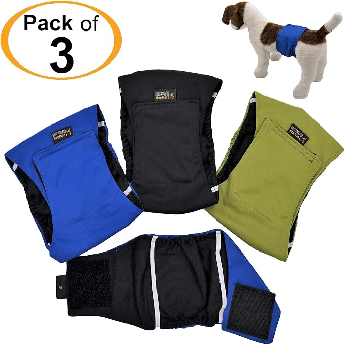Pack of 3 Male Dog Diapers Waterproof Leak Proof Belly Band Wrap Washable for Small, Medium and Large Pets (XS: Waist 7" - 10")