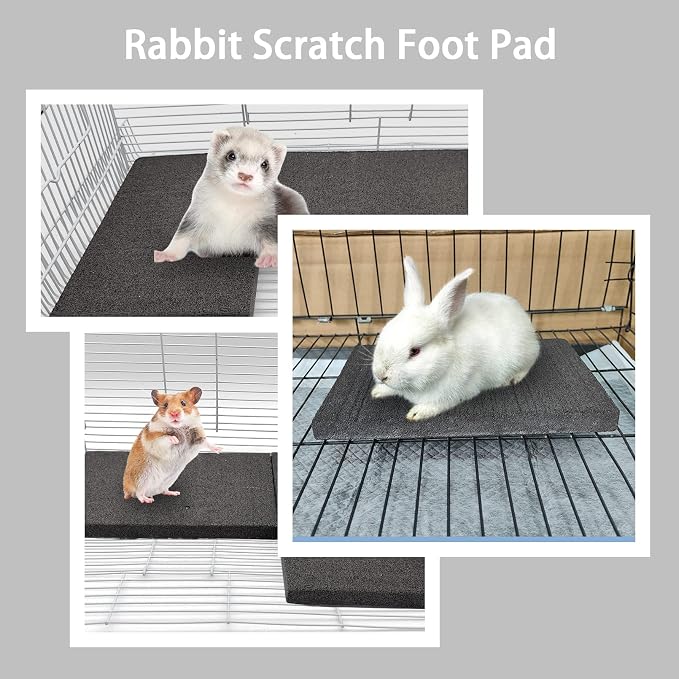 BNOSDM Rabbit Grinding Claw Pads 2 Pack Bunny Scratch Foot Pads Natural Hamster Lava Stone for Teeth Grinding and 2 Pack Scratching Pad Chew Toy for Small Animals