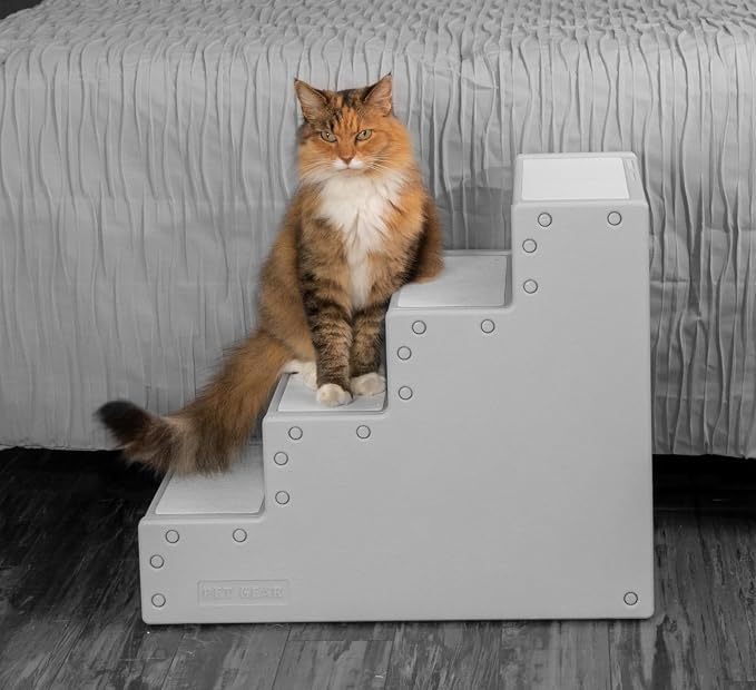 Pet Gear Pet Step IV Pet Stairs for Small Dogs and Cats up to 50 pounds, Lightweight, No Tools Required, 13 Colors to Choose from, Fog