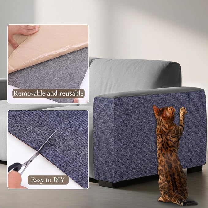 2 Pack Cat Scratch Furniture Protector Trimmable DIY Climbing Scratching for Indoor Couch Protector from Cat Claws, Walls and Tower Replacement (Grey, 15.7'' x 39.3'')