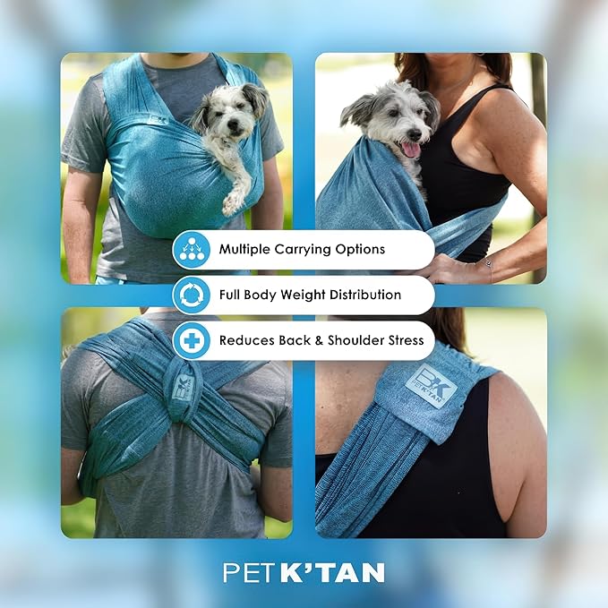 Pet K’tan Anti Anxiety Wearable Cat & Dog Carrier | Hands-Free Front Facing Adjustable Pet Cuddler Sling for Small to Medium Pets & Puppies up to 20 lbs | Pawkadot | Small