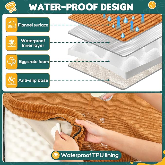Dog Car Bed, Non-Slip Backseat Extender Pet Mat, Removable Washable Dog Bed for SUVs, Sedans & Trucks, Anti-Slip Travel Bed for Dogs, Easy Clean & Scratch-Proof & Comfort XL (56"Lx28.7"M×2"H) Brown