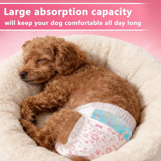 Female Dog Diapers,Disposable Dog Diapers,100 Count,X-Small,Super Absorbent Leak-Proof Diapers for Dogs in Heat,Excitable Urination,or Incontinence