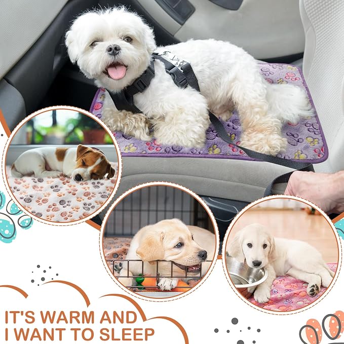 Tudomro 8 Pcs Absorbent Guinea Pig Blankets Washable Small Animal Fleece Bedding Cage Liners Reusable Pet Sleep Mat Pad Cover for Ferret Chinchilla Furniture Protection(Paw,35 x 24 Inch)