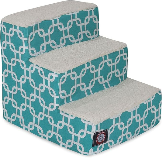 Majestic Pet Portable Pet Stairs | Soft Sherpa Steps Foam Feeling | Steps for Dogs & Cats | Dog & Cat Ramp | Perfect for Bed & Sofa | Indoor Only | Max Weight: up to 250 Lbs, 3 Step, Links Teal