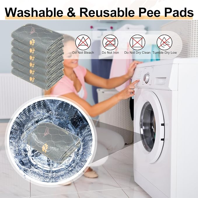 BEAUTYZOO Reusable Puppy Pads,Washable Pee Pads for Dogs,Non Slip Wee Wee Pad for Potty Training,Thick Heavy Absorbent Underpads for Playpen,Bed,Sofa,Crate,Whelping,Travel & Outdoor Spring, 16"x 24"