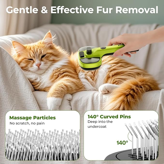 Pet Grooming Tool Bundle: Self-Cleaning Cat Steam Brush + Self-Cleaning Undercoat Rake + Comb
