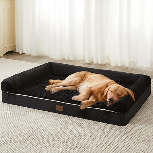BFPETHOME Orthopedic Washable Dog Beds Large Sized Senior Dog for Comfy Sleeping with Removable Cover, Waterproof Big Soft Pet Couch Bed for Dogs Rerlax
