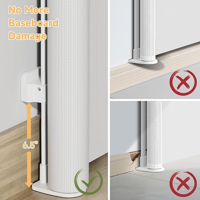 Retractable Baby Gate,118" Wide x 34" Tall Mesh Safety Gate for Dogs & Babies, Indoor/Outdoor Use for Stairs, Doorways, Hallways,Easy Installation Mesh Gate