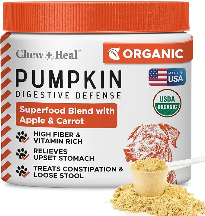 Organic Pumpkin Powder for Dogs - 4 oz w/ 5cc Scoop - Digestive Support & Fiber for Dogs - Natural Dog Food Additive for Dog Constipation Relief & Pumpkin Puree Substitute