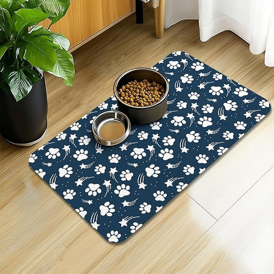Dog Food Mat 17x30 Inch Pet Feeding Absorbent Mats for Floor Dog Cat Water Bowl Placemat Non-Slip Washable Pet Food and Water Mat