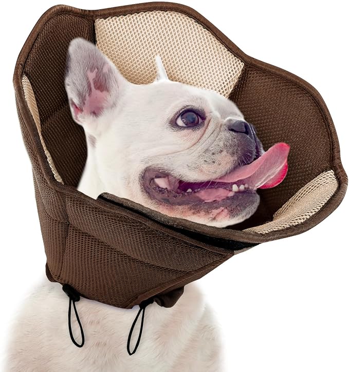 Dog Cone - Soft Cone for Dogs to Stop Licking, Pet E-Collar Alternative After Surgery, Adjustable Pet Recovery Collar for Wound Healing, Brown Medium