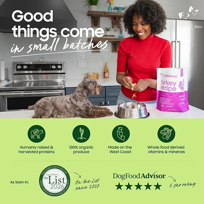smallbatch Pets Freeze-Dried Raw Dog Food – Lamb Recipe – 7oz Small Bites – High Protein, Grain Free – Complete Meal or Topper – Made in USA with Organic Superfoods (7 Oz, Lamb)