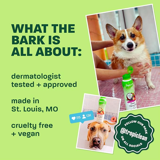 TropiClean Gentle Puppy Shampoo, Dog Shampoo for Allergies & Sensitive Skin, Made in USA, Gentle Coconut Scent, Safe for Cats & Kittens, 20oz