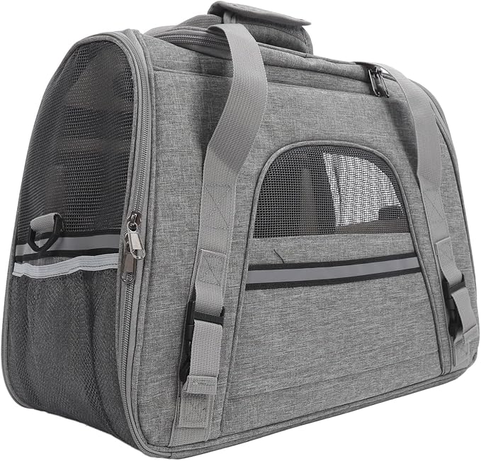Large Capacity Dog Carrier Bag, Breathable Soft-Sided Design, Multi-Functional Pet Travel Carrier for Cats and Small Dogs, Stylish Space Capsule Look, Sturdy Cationic Dyed Polyester