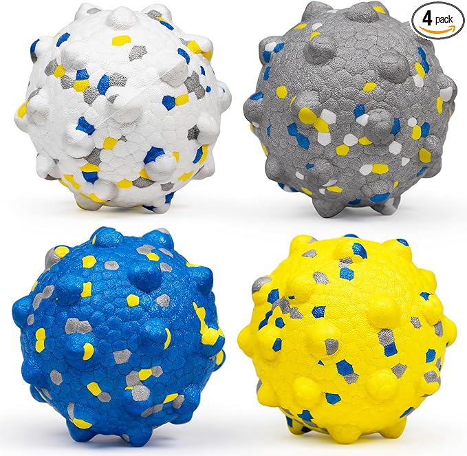 Moonorange Dog Tennis Balls for Aggressive Chewers, Indestructible Durable Bouncy Interactive Toy for Dogs Fetch Game Lightweight Floating Outdoor Training(4Pcs Large)