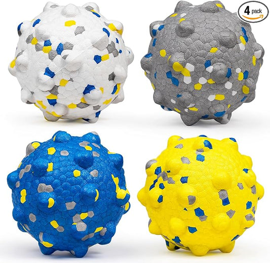 Moonorange Dog Tennis Balls for Aggressive Chewers, Indestructible Durable Bouncy Interactive Toy for Dogs Fetch Game Lightweight Floating Outdoor Training(4Pcs Large)