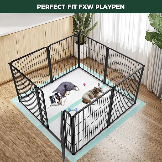 FXW XXL Puppy Pee Pads for Dogs 60x33.5 inch 50 Count, 5 Layer Super Absorbent & Leak Proof-Thickened Disposable Potty Training Pad, Fits 32" H 6/8 Panel FXW Playpen-Green (Playpen not Included)