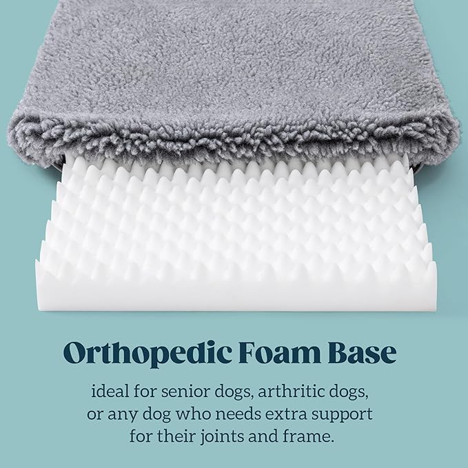 PELZIN Stoutwool 4" Indestructible Dog Bed - Orthopedic Chew Proof Dog Crate Pad - Fluffy Kennel Mat for Aggressive Chewers - Ideal for Medium Breeds & Fits 30-Inch Crate - 29"x18", Charcoal