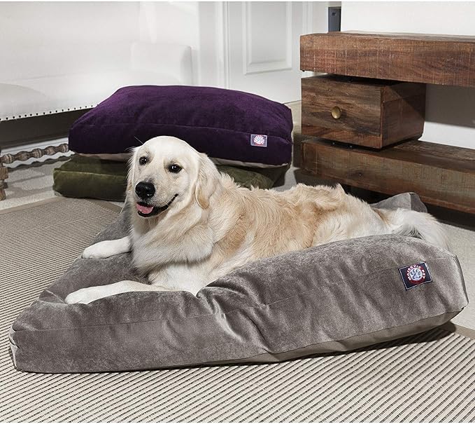 Majestic Pet Villa Rectangle Dog Bed Washable – Non Slip Comfy Pet Bed – Crate Bed with Removable Washable Cover – Kennel Bed for Sleeping, Polyester Fiber, X-Large, Aubergine