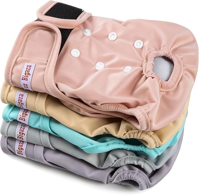 Washable Reusable Female Dog Diapers(5 Pack) Small Medium Large Doggie Puppy & Doggy Dog Diaper, Period Panties in Heat Small Pink Purple Brown Green Blue